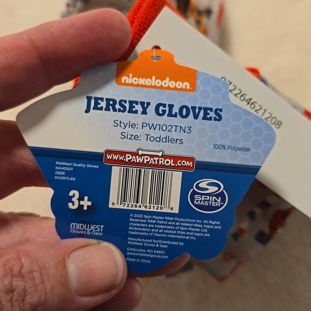 Nickelodeon Paw‎ Patrol Toddler Jersey Gloves NWT
